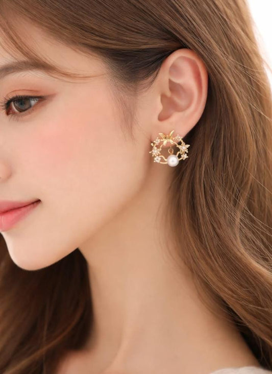 Pearl Blossom Gold Earrings
